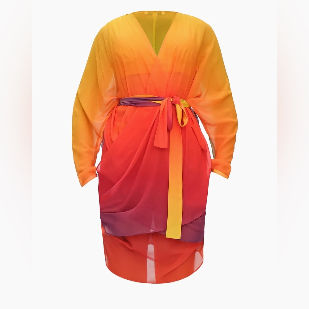 Andrea Iyamah Meli Ombré Chiffon Wrap dress